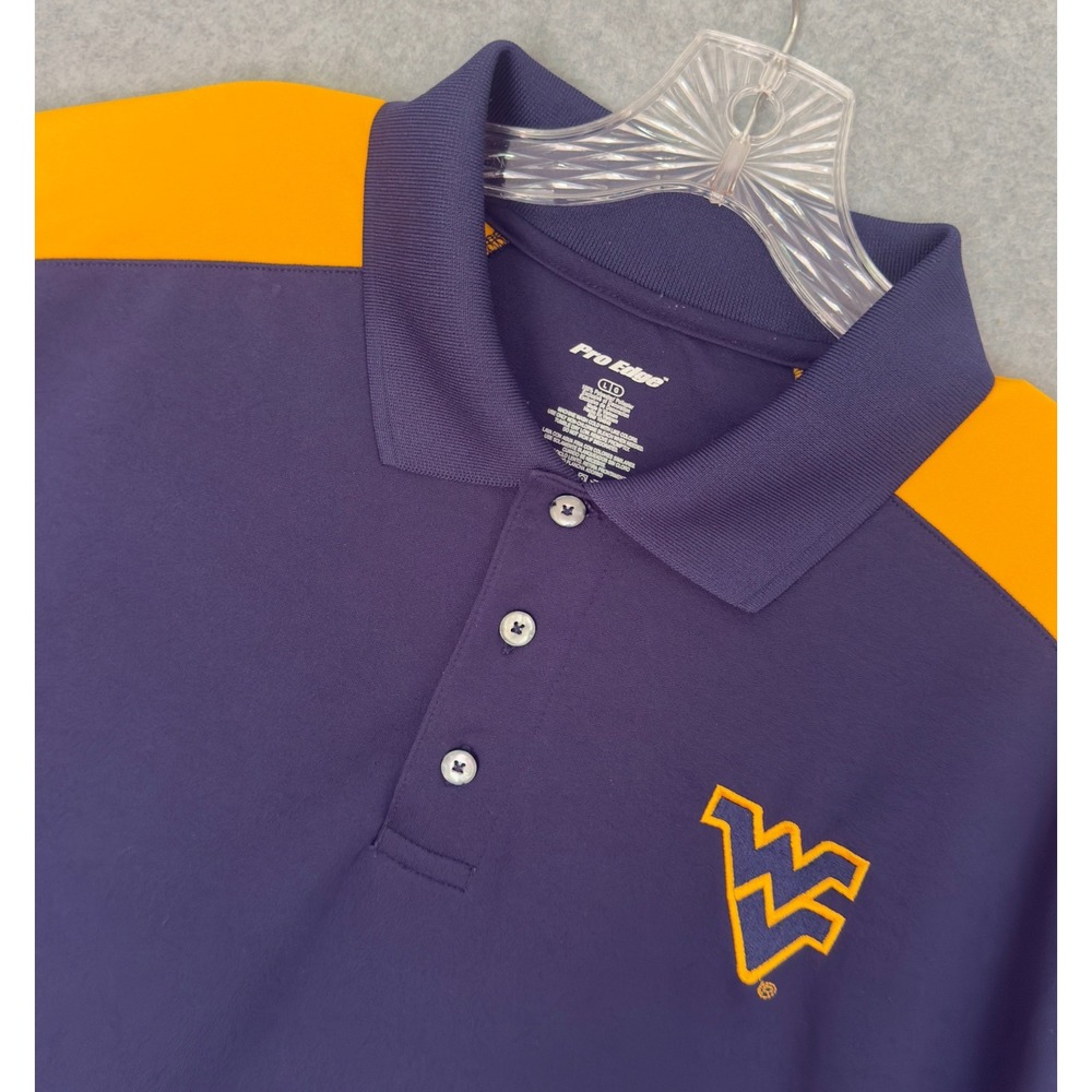 Pro Edge Polo Golf Shirt Mens Large Navy Gold West Virginia Mountaineers NCAA